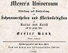 Титульный лист первого тома знаменитой энциклопедии "Вселенной Мейера". Meyer's Universum, Oder, Abbildung Und Beschreibung Des Sehenswerthesten Und Merkwurdigsten Der Natur Und Kunst Auf Der Ganzen Erde, Хильдбургхаузен, 1833 год.