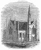 Приходская церковь Сент--Джеймс в лондонском районе Бетнал Грин, построенная в 1844 году из красного кирпича со стрельчатыми окнами британским архитектором Эдвардом Блором (1787 -- 1879) (The Illustrated London News №110 от 08/06/1844 г.)