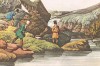 Рыбалка. Ловля лосося. Из альбома The Four Seasons. Иллюстрации выполнены по старинным гравюрам. Лондон, 1950-е гг.