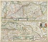Карта южной Баварии и Венгрии. Maxime totius Europe fluminis Danubius cursus per Germaniam Hungariam Que. Составил Ян Янсониус. Амстердам, 1652