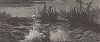 Стремнина над Американским водопадом - частью Ниагарского водопада. Лист из издания "Picturesque America", т.I, Нью-Йорк, 1872.