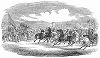 Старт на стипл-чейзе, скачках по пересечённой местности до заранее условленного пункта в английском графстве Нортгемптоншир (The Illustrated London News №101 от 06/04/1844 г.)