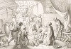 1380 год. Ранение командора Карло Дзено (1344-1418) во время осады крепости Кьоджа. Storia Veneta, л.61. Венеция, 1864 
