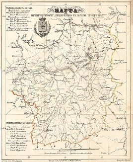 Карта Тульской губернии на 1849 год.