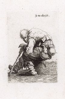 Сидящий нищий. Офорт Яна ван Влита из сюиты "Гезы", 1632 год