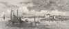 Вид на Ньюпорт, штат Род-Айленд, с залива Наррагансетт. Лист из издания "Picturesque America", т.I, Нью-Йорк, 1872.