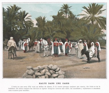 Спаги французского африканского корпуса в оазисе. L'Album militaire. Livraison №15. Armée d'Afrique: Spahis. Париж, 1890