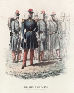 Офицер, унтер-офицер и солдаты линейной пехоты африканского корпуса французской армии
