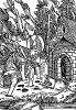 Чудо Святого Вольфганга о мягком камне. Из "Жития Святого Вольфганга" (Vita Divi Folfgangi) неизвестного немецкого мастера. Издал Johann Weyssenburger, Ландсхут, 1516