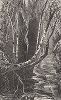 Каскад водопадов Каверн ниже горы Маунтин-Хаус, штат Нью-Йорк. Лист из издания "Picturesque America", т.I, Нью-Йорк, 1872.