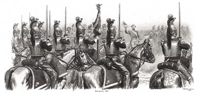 Король Франции Луи-Филипп приветствует гвардейских кирасир (из Types et uniformes. L'armée françáise par Éduard Detaille. Париж. 1889 год)