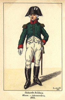 1803 г. Унтер-офицер артиллерии королевства Саксония. Коллекция Роберта фон Арнольди. Германия, 1911-29