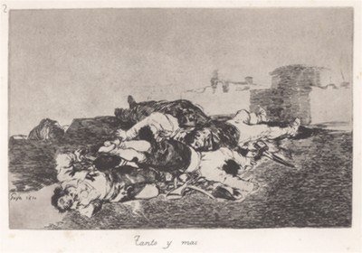 Даже хуже (Tanto y más). Лист 22 из серии офортов знаменитого художника и гравёра Франсиско Гойи "Бедствия войны" (Los Desastres de la Guerra). Представленные листы напечатаны в Мадриде с оригинальных досок около 1900 года. 