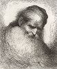 Голова старика в шапочке. Офорт Джованни Кастильоне из сюиты «Большие головы, убранные на восточный манер», ок. 1645-50 гг. 