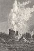 Гейзер Исполин в Долине гейзеров в Йеллоустонском национальном парке. Лист из издания "Picturesque America", т.I, Нью-Йорк, 1872.