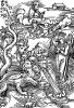 Откровение Иоанна Богослова. Жена, облеченная в солнце, - символ христианской церкви. Бартель Бехам для Martin Luther / Neues Testament. Издал Hans Herrgott, Нюрнберг, 1524