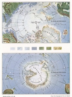 Карта южного и северного полярных полюсов. 1927 год. 