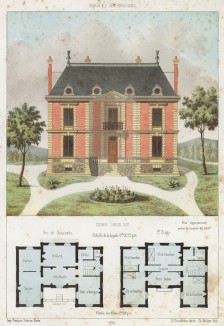Эскиз летнего домика в стиле эпохи Людовика XIII (из популярного у парижских архитекторов 1880-х Nouvelles maisons de campagne...)