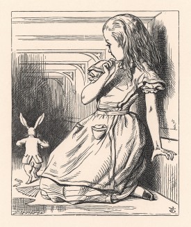Ах, боже мой, что скажет Герцогиня! Она будет в ярости, если я опоздаю! Просто в ярости! (иллюстрация Джона Тенниела к книге Льюиса Кэрролла «Алиса в Стране Чудес», выпущенной в Лондоне в 1870 году)
