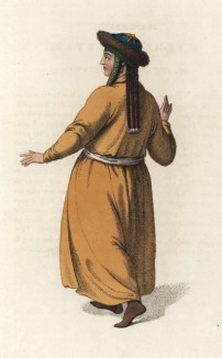 Женщина племени телеутов (лист 38 иллюстраций к известной работе Эдварда Хардинга "Костюм Российской империи", изданной в Лондоне в 1803 году)