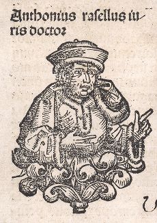 Итальянский богослов Антоний Розелли. Из знаменитой первопечатной книги Хартмана Шеделя "Всемирная хроника", также известной как "Нюрнбергские хроники". Die Schedelsche Weltchronik (Liber Chronicarum). Нюрнберг, 1493
