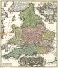 Карта Англии. Magnae Britanniae pars meridionalis, in qua Regnum Angliae tam in Septm Antiqua Angl-Saxonum Regna… Составил Иоганн Баптист Гомман. Нюрнберг, 1748