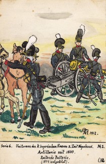 1804 г. Расчет конной артиллерии армии королевства Бавария. Коллекция Роберта фон Арнольди. Германия, 1911-29