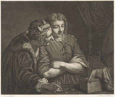 Старый соблазнитель. Гравировал Мориц Келлерхофен с живописного оригинала Бартоломео Манфреди. Нюрнберг, 1797 