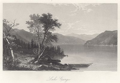Лейк-Джордж - "Королева американских озер".  Лист из издания "Picturesque America", т.II, Нью-Йорк, 1874.
