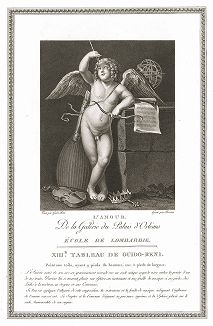 Купидон кисти Гвидо Рени. Лист из знаменитого издания Galérie du Palais Royal..., Париж, 1786