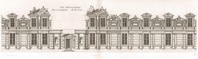 Фасады сгоревшего в 1871 году дворца Тюильри. Androuet du Cerceau. Les plus excellents bâtiments de France. Париж, 1579. Репринт 1870 г.