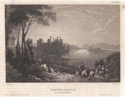 Замок Конуи в Уэльсе. Meyer's Universum..., Хильдбургхаузен, 1844 год.