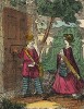 Девочка Сьюзан встречает почтальона у двери миссис Вудвил. Гравюра из детской книги "Rich and Poor...", изданной в США, 1850