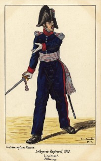 1815 г. Лейтенант гвардейского пехотного полка Великого герцогства Гессен в полевой форме. Коллекция Роберта фон Арнольди. Германия, 1911-29