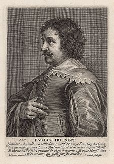 Паулюс Понтиус (1603 -- 1658 гг.) -- знаменитый фламандский гравер. Гравюра Петера де Йоде с оригинала Яна Ливенса. 