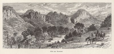 Холмы вблизи города Мурфилд, штат Западная Вирджиния. Лист из издания "Picturesque America", т.I, Нью-Йорк, 1872.