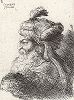 Голова старика в восточном тюрбане (влево). Офорт Джованни Кастильоне из сюиты «Малые головы, убранные на восточный манер», ок. 1645-50 гг. 