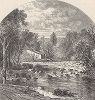 Пейзаж выше по течению Брендивайн-крик, штат Пенсильвания. Лист из издания "Picturesque America", т.I, Нью-Йорк, 1872.