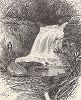 Водопад Калдено, штат Делавэр. Лист из издания "Picturesque America", т.I, Нью-Йорк, 1872.