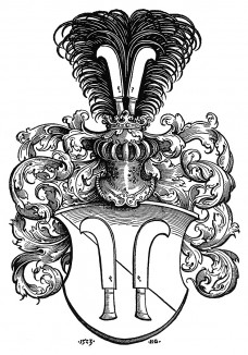 Герб барона Сигизмунда фон Дитрихштейна (1484-1563) - советника императора Максимилиана I. Выполнил Ганс Бургкмайр. Аугсбург, 1523. Репринт 1930 г.