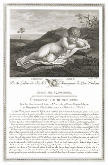 Младенец Иисус Христос кисти Гвидо Рени. Лист из знаменитого издания Galérie du Palais Royal..., Париж, 1786