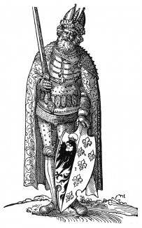Карл Великий. Иллюстрация Виргила Солиса из Burchard Waldis / Ursprung der Konige. Нюрнберг, 1543. Репринт 1929 г.