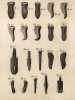 Простые и изогнутые мужские и женские колодки для обуви (Ивердонская энциклопедия. Том V. Швейцария, 1777 год)