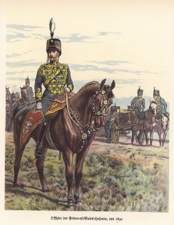 Офицер гусарского полка принца Уэльского в 1890 году (из популярной в нацистской Германии работы Мартина Лезиуса Das Ehrenkleid des Soldaten... Берлин. 1936 год)