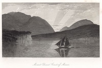 Вид на остров Пустынных Гор, крупнейший остров у берегов штата Мэн. Лист из издания "Picturesque America", т.I, Нью-Йорк, 1873.