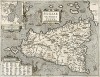 Карта Сицилии. Siciliae Veteris Typus. Составил Абрахам Ортелий для Theatrum Orbis Terrarum Abrahami Ortelii. Антверпен, 1612