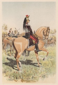 Офицер испанской тяжёлой кавалерии в 1890-е гг. (из "Иллюстрированной истории верховой езды", изданной в Париже в 1893 году)