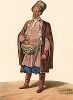Житель села Чиркей (Дагестан) в районе хребта Салатау. "Costumes du Caucase" князя Гагарина, л. 27, Париж, 1840-е гг. 