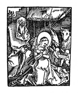 Рождество Иисуса Христа. Ганс Бальдунг Грин. Иллюстрация к Hortulus Animae. Издал Martin Flach. Страсбург, 1512