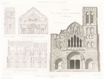 Церковь Святой Марии Магдалины в Везле (XI-XII века), лист 1. Archives de la Commission des monuments historiques, т.3, Париж, 1898-1903. 